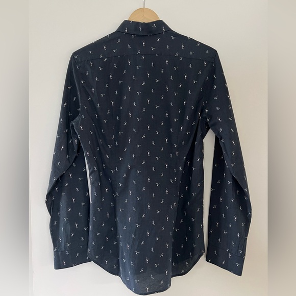 PS Paul Smith Navy Athlete Print Button-Down Shirt - Picture 2 of 3